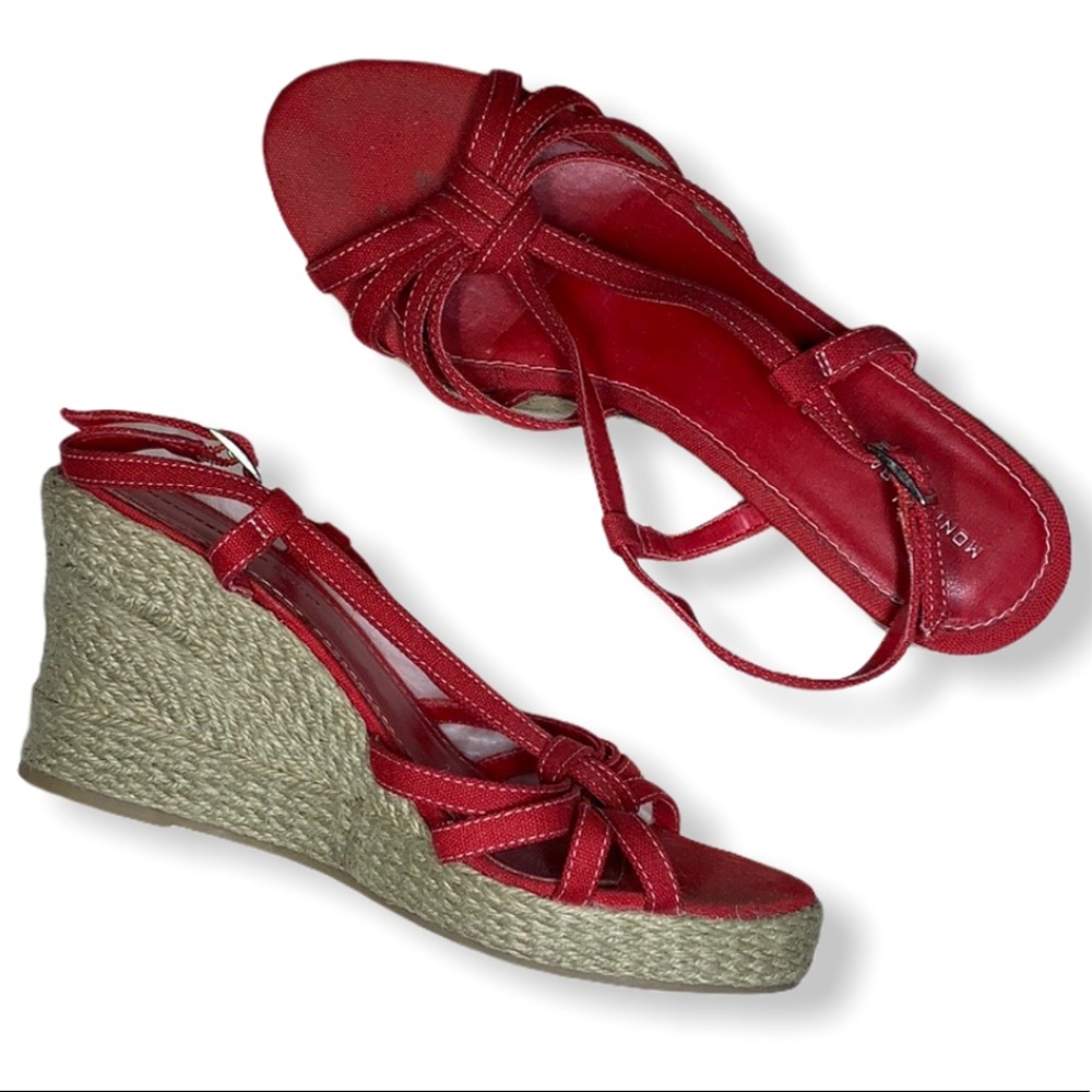 Montego Bay Club red espadrille wedge Sandals